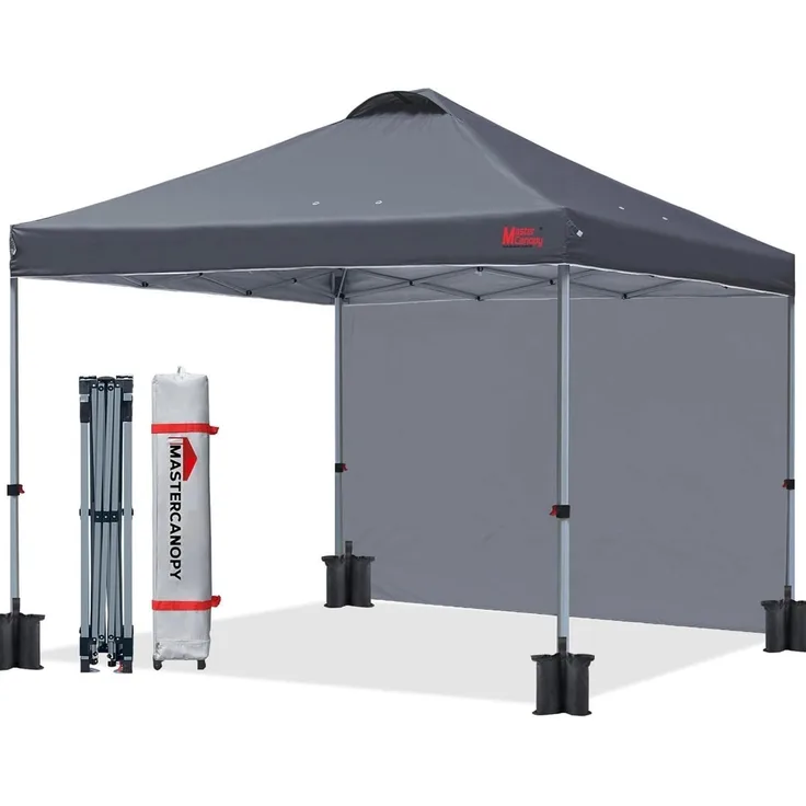 Pop-up Pavillon 3x3m inkl. Seitenwand Dunkelgrau - Partyzelt Festzelt