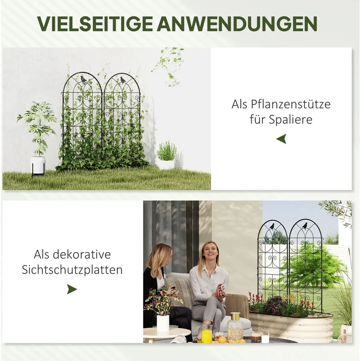 Rankgitter Metall 2er Set zum Stecken rostfrei Rankhilfe mit Vogeldesign für Kletterpflanzen 50x120 cm Spalier für Zimmerpflanzen Pflanzenspalier für Tomaten Blumen Kletterpflanzen Schwarz--Schwarz--50x1.3x120cm--YOUDENOVA – Bild 6