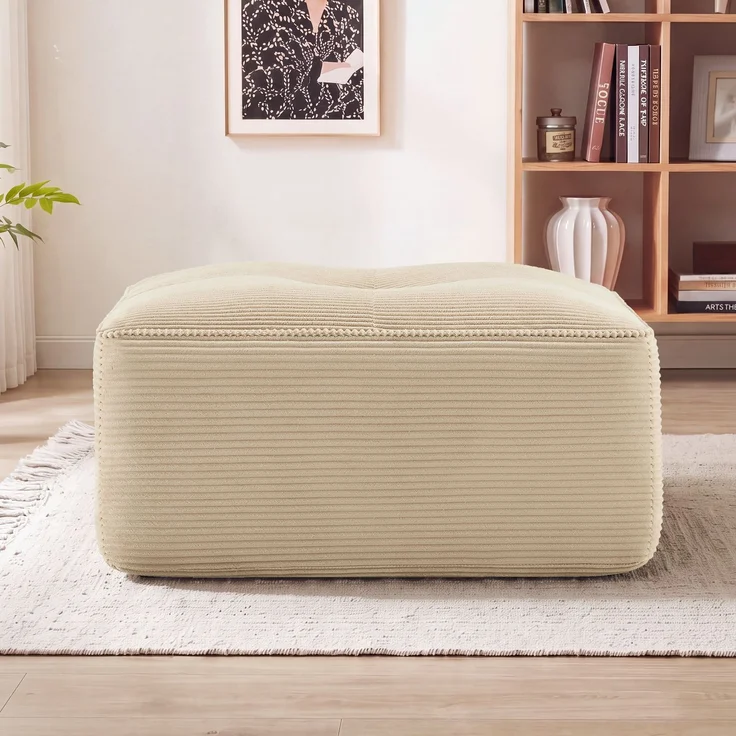 Cordelia Ottoman Corduroy -Beige--Beige--92x73x40cm--YOUDENOVA – Bild 2