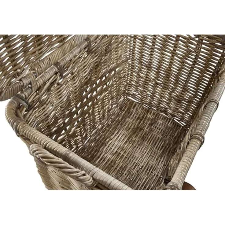 Kobolo Aufbewahrungskorb Universalkorb aus Rattan mit Deckel, Griffen und Lederriemen (Einzelstück, 1 St, 1 Stück), Ordnungssystem mit viel Stauraum – Bild 6