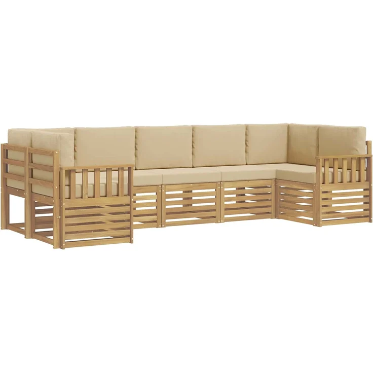 vidaXL Outdoor-Sofagarnitur 6 stk. 7-Sitzer Weiß und Beige Polyester 3392428 – Bild 2