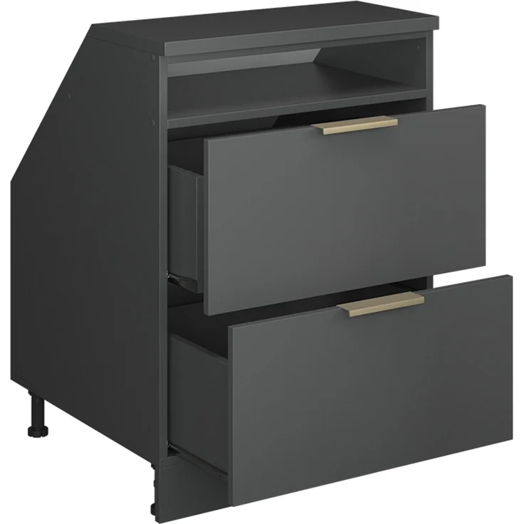 Küchenschrank für Dachschrägen R-Line Anthrazit-Gold 60 cm mit 2 Schubladen, Schrankkorpus 60 cm Tiefe Vicco – Bild 3