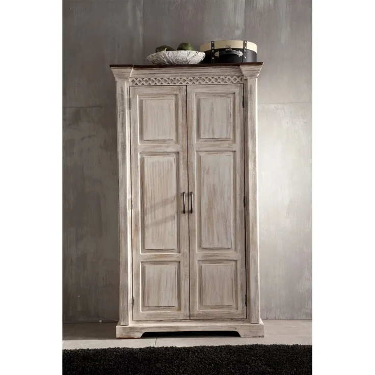 Schrank Mango / Akazie 100x50x180 weiß gewachst CASTLE-ANTIK #239 – Bild 3