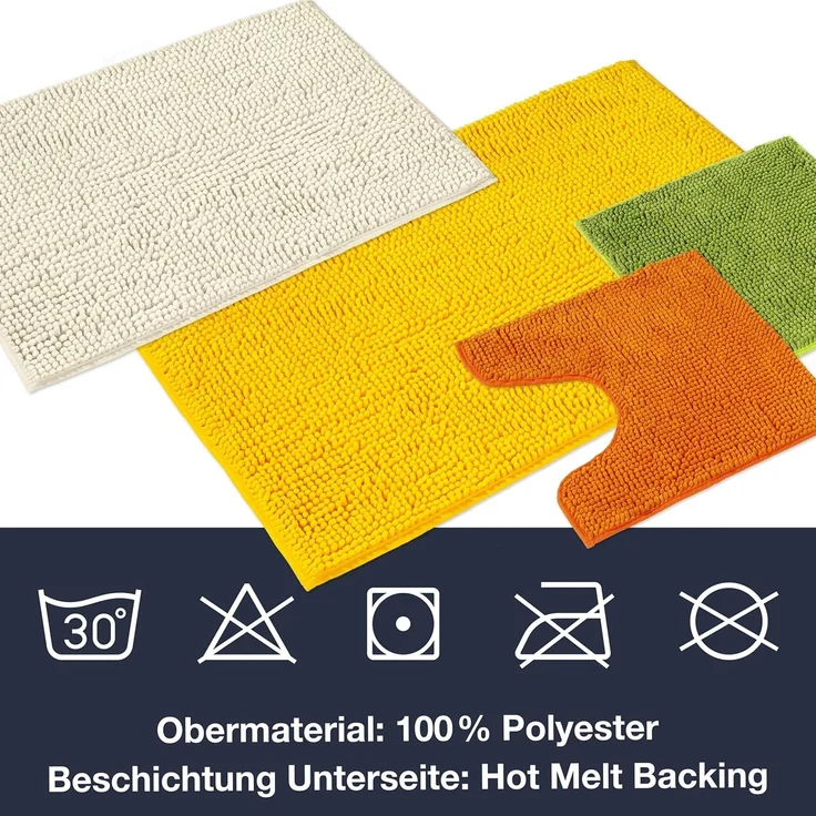 WohnDirect Badematten Set 3 teilig Pink • WC Vorleger (45x45 cm), Badematte (50x80 cm,70x120 cm) • rutschfest waschbar Badezimmerteppich MIT WC-Ausschnitt – Bild 6