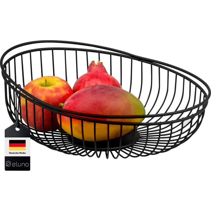 eluno Obstschale rund, aus schwarzem Metall, Metall
