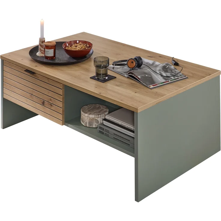 Couchtisch >Ina< in Grün, Holzwerkstoff - 110x44x65cm (BxHxT) – Bild 3