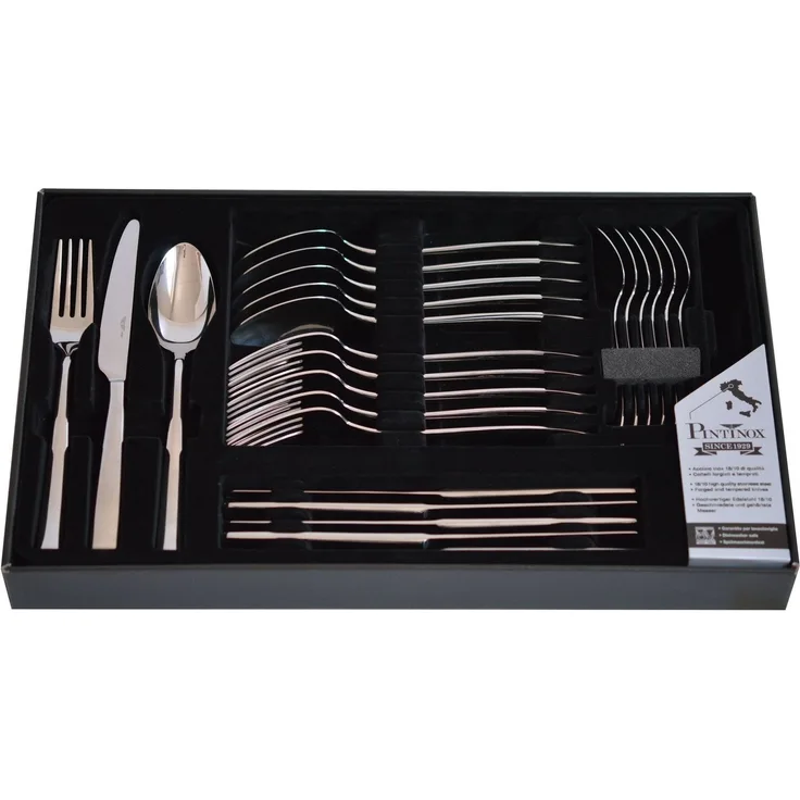 PINTINOX Besteck-Set Luna (24-tlg), 6 Personen, Edelstahl 18/10, Hammerschlagoptik, spülmaschinengeeignet