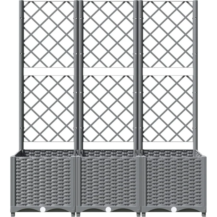 vidaXL Pflanzkübel mit Rankgitter Hellgrau 120x40x136 cm PP 153274 – Bild 4
