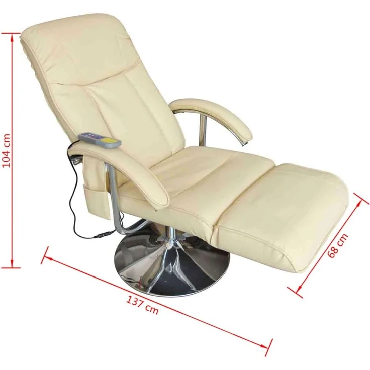 vidaXL Massagesessel Creme Kunstleder [240065] – Bild 5
