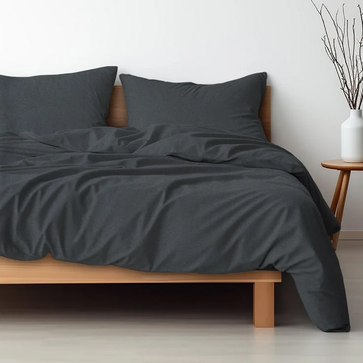 Hausfelder Bettwäsche Set (Bettbezug 200 x 200 + 2 x Kissen 80x80, anthrazit), 3 teilig, weich, pflegeleicht, mit Reißverschluss – Bild 5