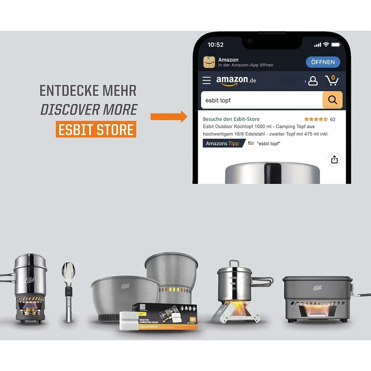 ESBIT Aluminium-Topf Topf Aluminium 1 6 l Aluminium Schwarz Aluminium Schwarz 18/8 – Bild 8