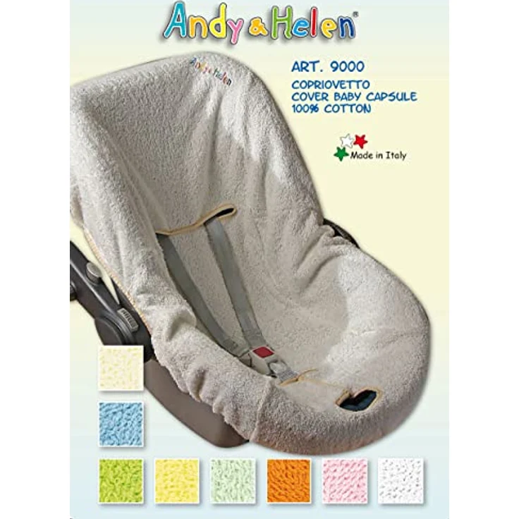 Andy & Helen Bezug für Babyschale aus Frottee - praktisches und bequemes Einziehen dank Gummizug an allen gängigen Babyschalen - Grau – Bild 3