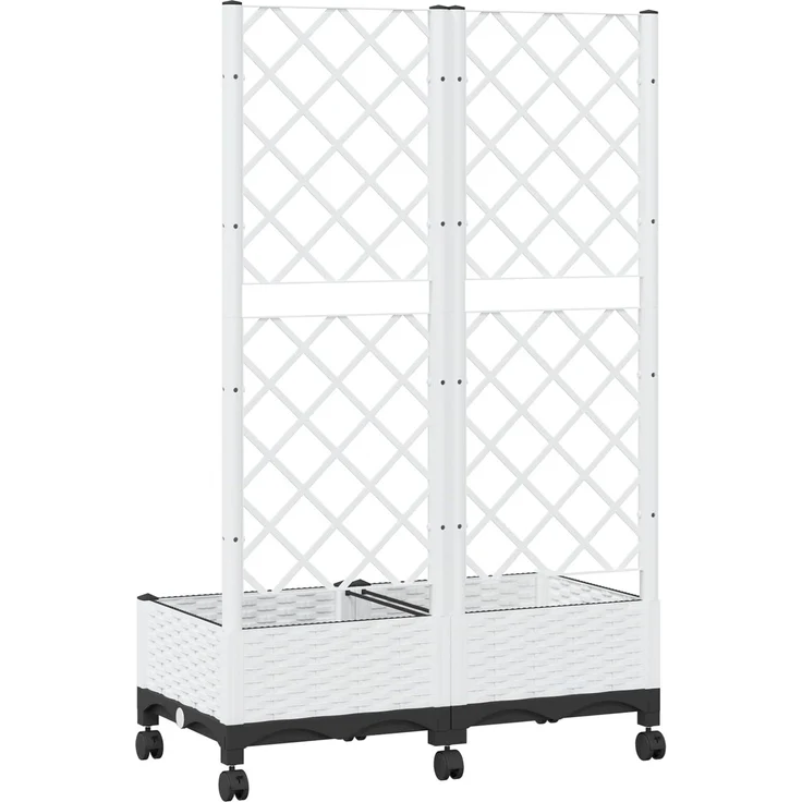 vidaXL Pflanzkübel mit Spalier und Rädern Weiß 80 x 40 x 131,5 cm PP 3422968 – Bild 5