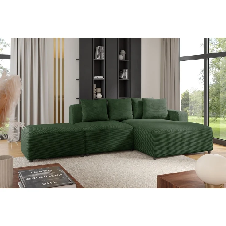 Polsterhocker Designerhocker Hocker MEGAN in Stoff Poso Dunkelgrün – Bild 2