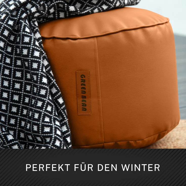 Green Bean® Sitzhocker aus Kunstleder - Pouf mit EPS Perlen Füllung - 43 x 30 cm - perfekte Ergänzung zum Sitzsack - Cognac – Bild 6