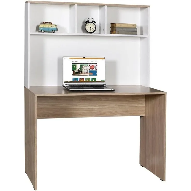 Stylish Study Desk, Oak & White, 110 x 149 x 52 cm | 100% Melamine Coated Particle Board, 16 mm Thickness | Ideal for Modern Home Office & Study