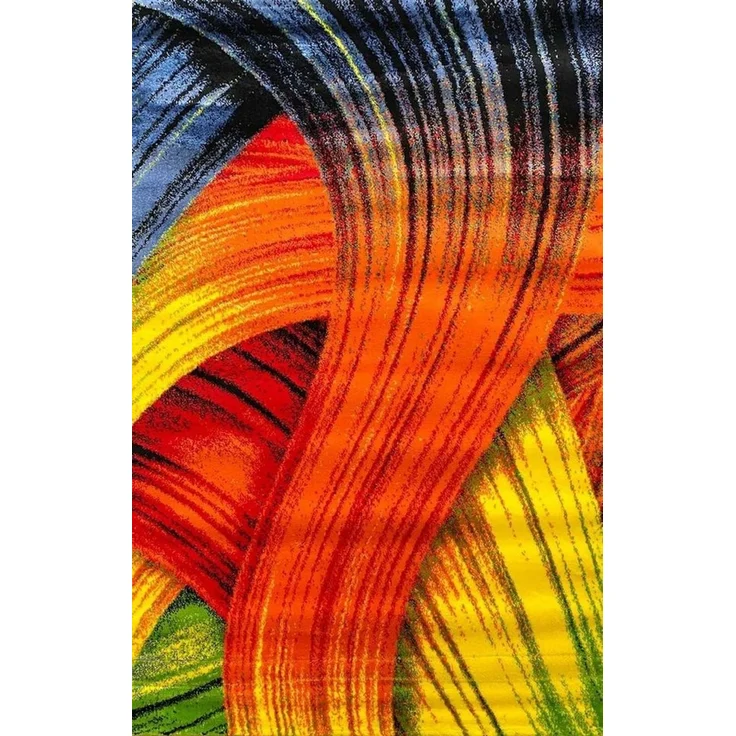 Vimoda Teppich Kurzflor Bunt Teppichwohnzimmer Patchwork Wellen, Rechteckig, Höhe: 12 mm, Läufer Punkte,Farbig, Modern Läufer,Weich,dick – Bild 3