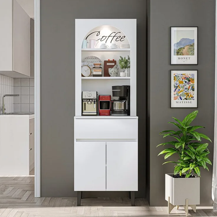 Roomart Küchenregal VENEDIK Küchenschrank 60 cm, Buffet, Schublade in 4 Farben, Buffet- & Mehrzweckschrank, LED Bogennische, Schublade, 4 Farben, 18 mm Platten