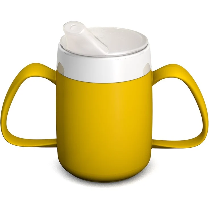 Ornamin Schnabelbecher 2-Henkel-Becher mit Trink-Trick und Schnabelaufsatz/ Trinkaufsatz, 2-tlg, Kunststoff, Trinkhilfe l Alltagshilfe l Schnabeltasse l BPA-frei l Made in Germany – Bild 5