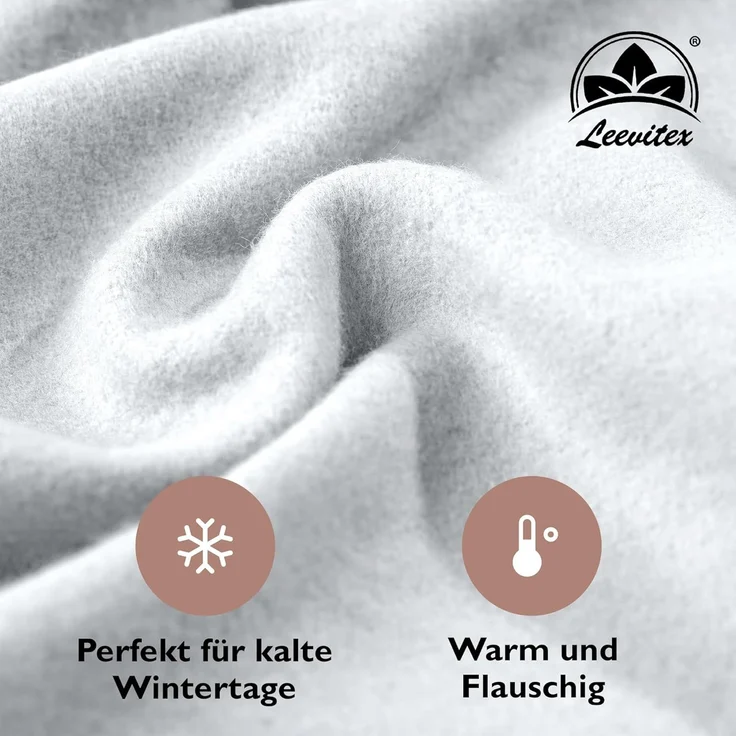 leevitex® Spannbettlaken für kalte Nächte – angenehm weich, passgenau, farbstark & pflegeleicht, Molton, Gummizug: rundum, (1 Stück), verschiedene Größen und Farben, 80% Baumwolle 20% Polyester, 25cm Steg – Bild 3