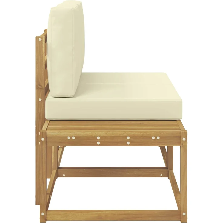 vidaXL Outdoor End Sofa mit Kissen 2 Stück Weiß Massivholz Akazie 901483 – Bild 4