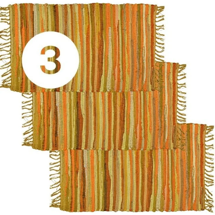 Marrakesch Orient & Mediterran Interior Badematte 3er Set Callum Gelb Teppich 90×50cm, Boho-Vorleger aus Baumwolle, Baumwolle – Bild 4