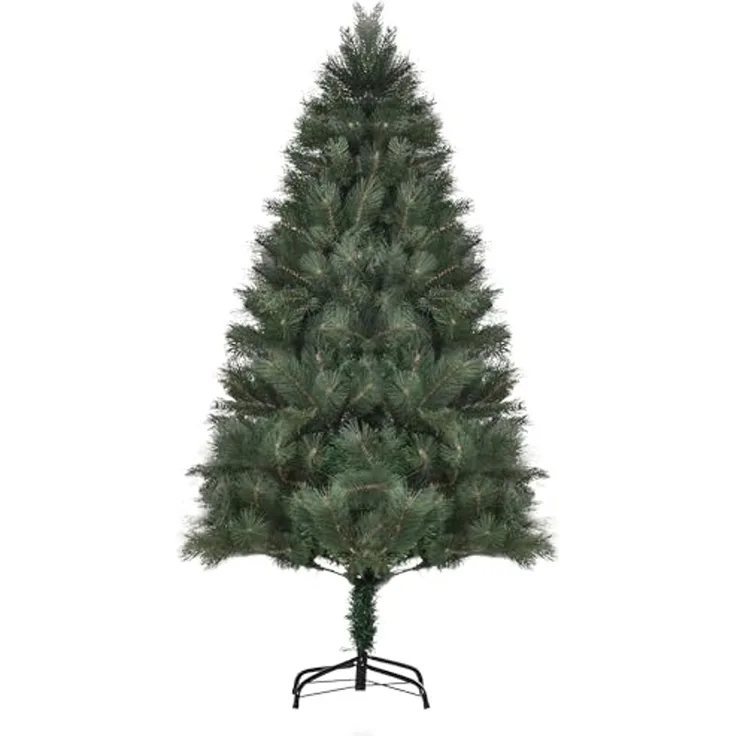 HOMCOM Künstlicher Weihnachtsbaum 180 cm, mit 375 Spitzen, Metallständer, realistisches Aussehen, Nordmanntanne, für Weihnachtsfest, Indoor, Grün