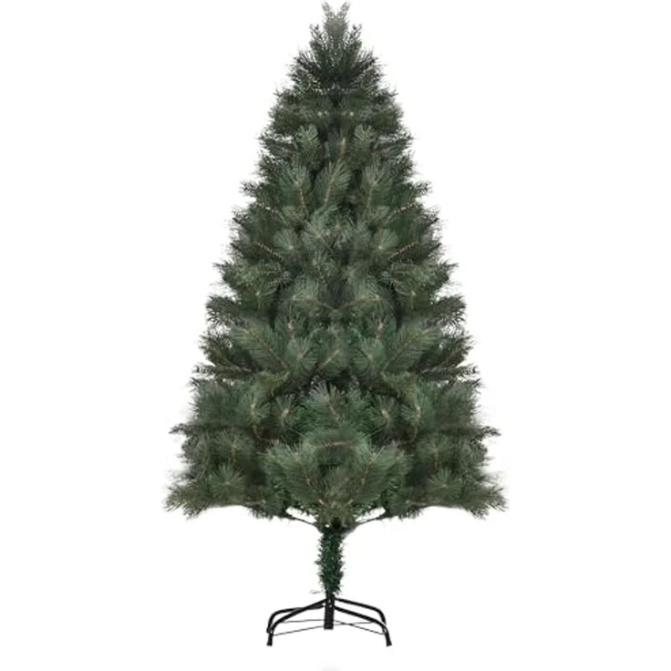 HOMCOM Künstlicher Weihnachtsbaum 180 cm, mit 375 Spitzen, Metallständer, realistisches Aussehen, Nordmanntanne, für Weihnachtsfest, Indoor, Grün – Bild 1