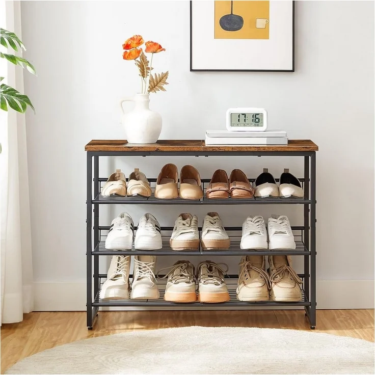 Hoobro Schuhregal 4-lagiger Schuhschrank, verstellbare Schuhablage, Eingang, Flur, Schlafzimmer – Bild 3