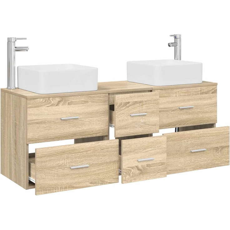vidaXL Badezimmerschrank-Set 3 stk. Sonoma-Eiche 129 x 41 x 80 cm 3405829 – Bild 3