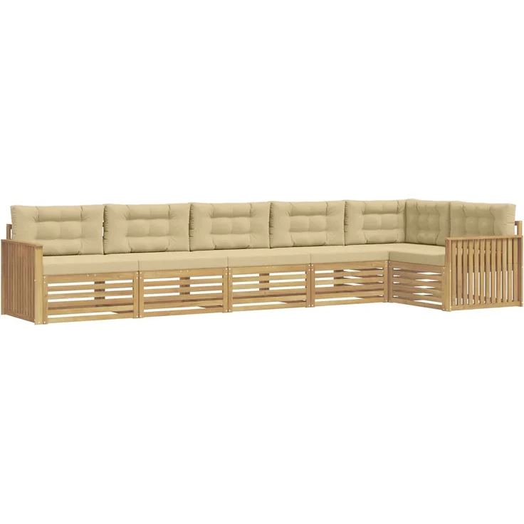 vidaXL Outdoor-Sofagarnitur 6 stk. 6-Sitzer Weiß und Beige Polyester 3390563 – Bild 2