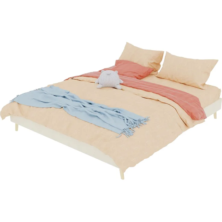 Novelux Modernes Bettgestell 160x200 cm Beige Samt - Plattformbett ohne Kopfteil, Minimalistisches Holzbett, Niedriges Bett für Modernes Schlafzimmer