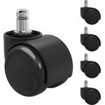SONGMICS 5er Set Bürostuhlrollen, 50 mm Räder, 11 mm x 22 mm, Rollen für Gaming Sessel, geräuscharm, kratzfrei, ersetzt Bodenschutzmatte, schwarz
