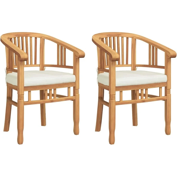vidaXL Stuhl mit Kissen 2 pcs Braun 63 x 58 x 89 cm Massivholz Teak 42008384 – Bild 1