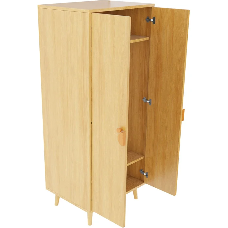 Kleiderschrank 70x55x170 cm mit Doppeltüren, Stauraum und erhöhten Füßen, Holzfarbe – Bild 4