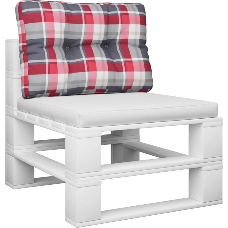 vidaXL Palettenkissen, Stoff, Rot Karomuster, 60 x 40 x 12 cm – Bild 2