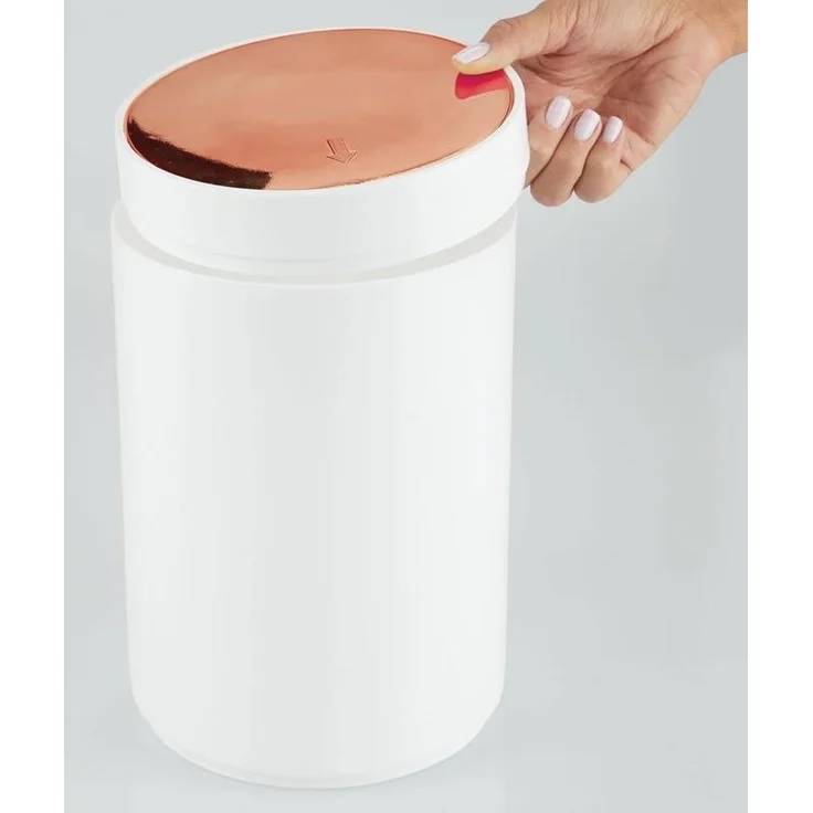 Papierkorb Abfalleimer Mülleimer Kosmetikeimer 5 Liter mDesign Weiß / Rotgold – Bild 5