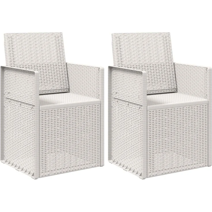 vidaXL Garten Esszimmerstühle 2 pcs Weiß PP 899963 – Bild 2