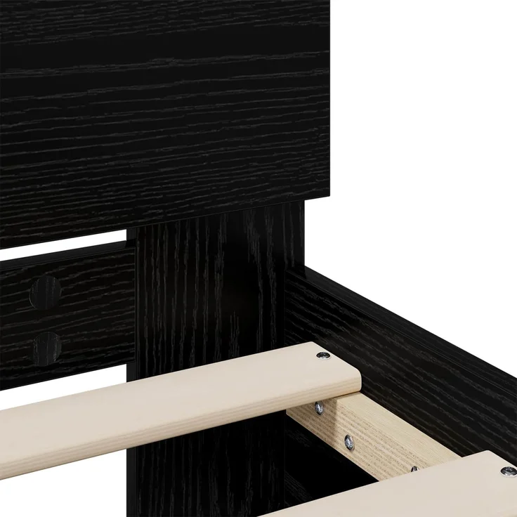 vidaXL Bettgestell mit Kopfteil Schwarz Eichen-Optik 160 x 200 cm 3445773 – Bild 7