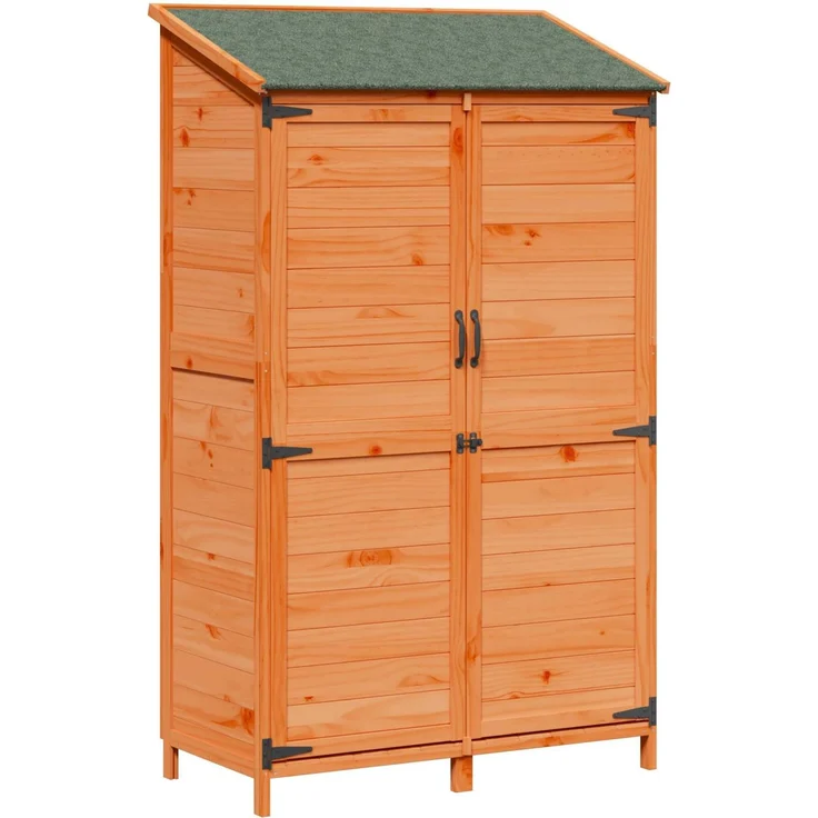 vidaXL Gartenschuppen Braun 106,5 x 56 x 176 cm Massivholz aus Fichte 42033451 – Bild 2