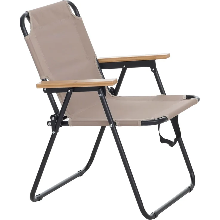 2er-Set Campingstuhl HWC-Q43, Gartenstuhl Balkonstuhl Freizeitstuhl, klappbar Bambus Metall Stoff/Textil ~ creme – Bild 8