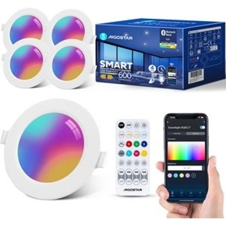Aigostar LED Einbauleuchte Smart Decken Einbaulampe RGB+CCT Kompatibel mit Alexa Bluethooth Mesh, Ф100-110mm – Bild 6