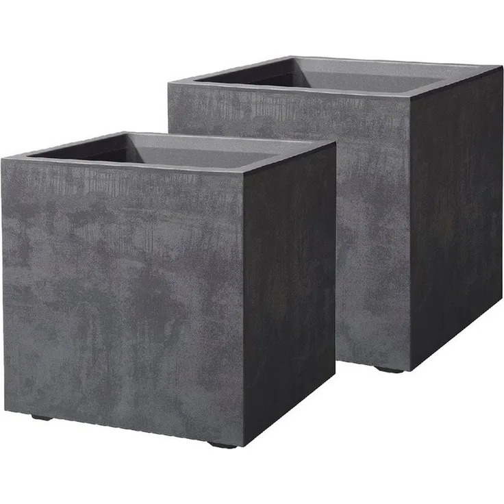 Kreher Pflanzkübel 'Millennium' aus Kunststoff 80 Liter, eckig, 2 Stück (Farbe wählbar)