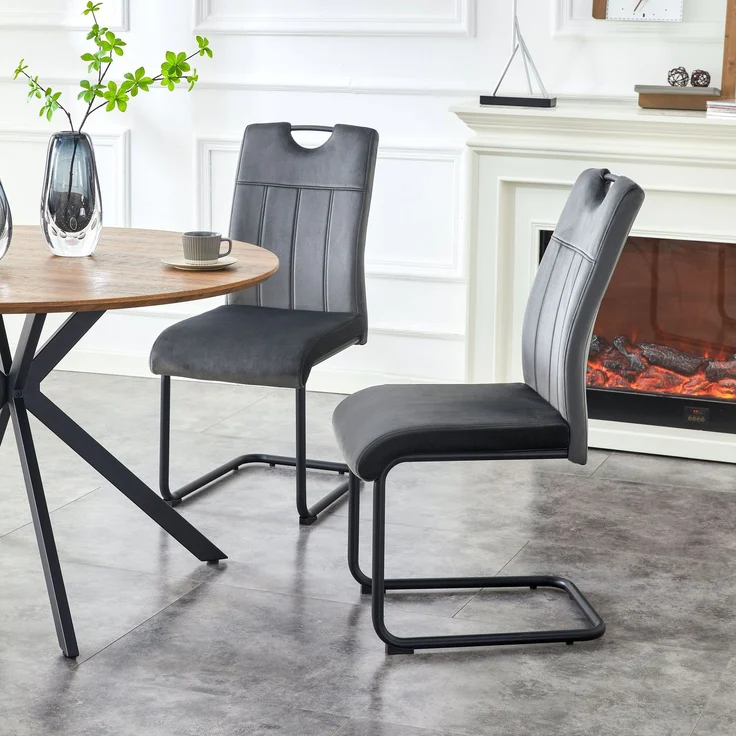 Schwinger-Stuhl 2er Set Lyon Stühle in Anthrazit - gemütliches Design - B/H/T: 43x98x61 cm – Bild 2
