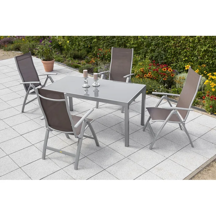 Carrara Gartenmöbel Set 5tlg, 150x90 cm, taupe