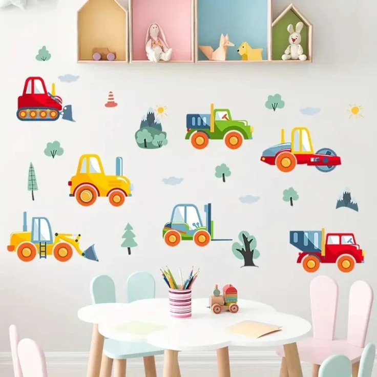 Montegoni Wandsticker Lustiger Wandaufkleber für Baufahrzeuge – selbstklebender PVC Aufklebe (Autoaufkleber), Perfekt für Kinderzimmer, Wohnzimmer und Wohnheimdekoration – Bild 2