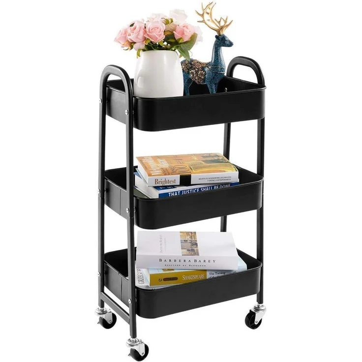 DOEWORKS Rollwagen Metall Küchenwagen 3-Etagen Organizer Schwarz – Bild 7