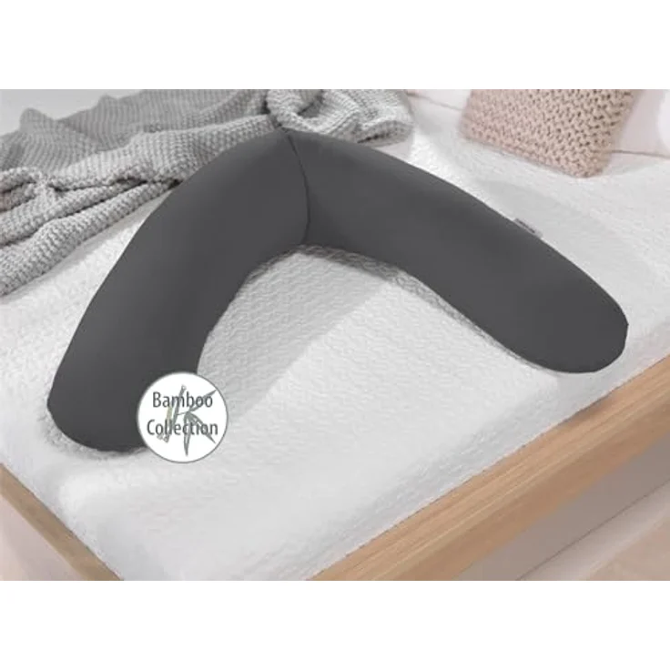 Theraline Ersatzbezug für Stillkissen Das Original, 190 cm, Bambusqualität, Melange Anthrazit, waschbar bei 60°C – Bild 3