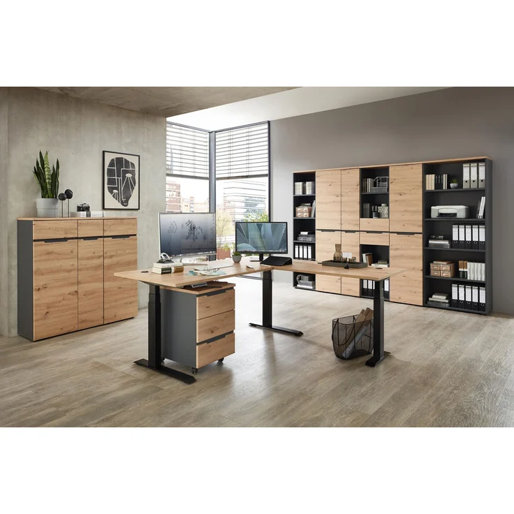 Komplettbüro MEMPHIS X 9-teilig Front Artisan Eiche Korpus Graphit – Bild 1