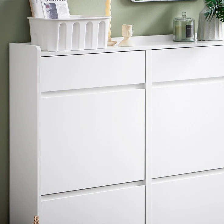 SoBuy FSR169-W Schuhschrank, MDF, Lackiert, Weiß, 78 x 108 x 24 cm – Bild 6